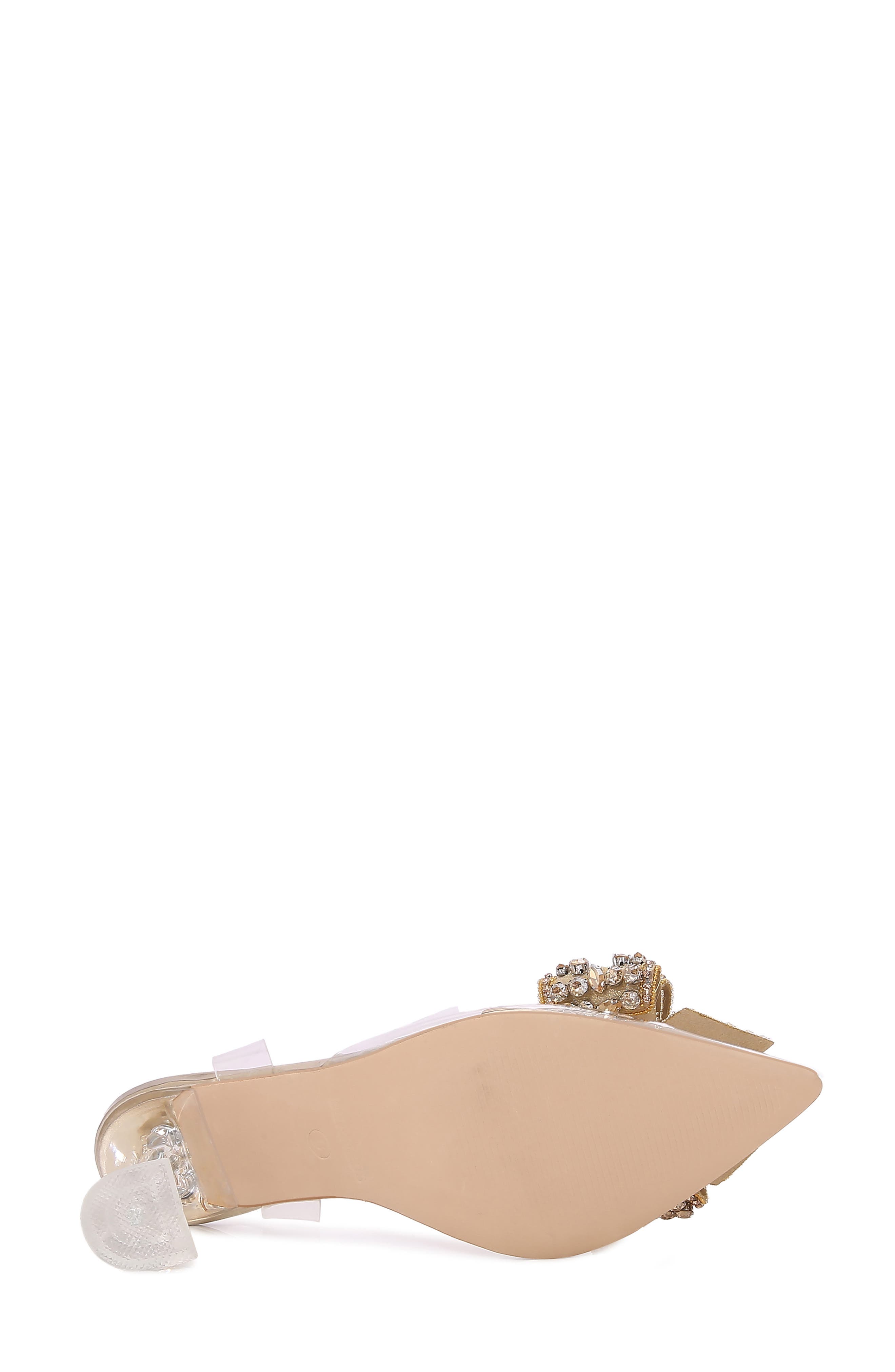 Nina Rhinestone Bow Clear Kitten Heel Pump, Alternate, color, GOLD