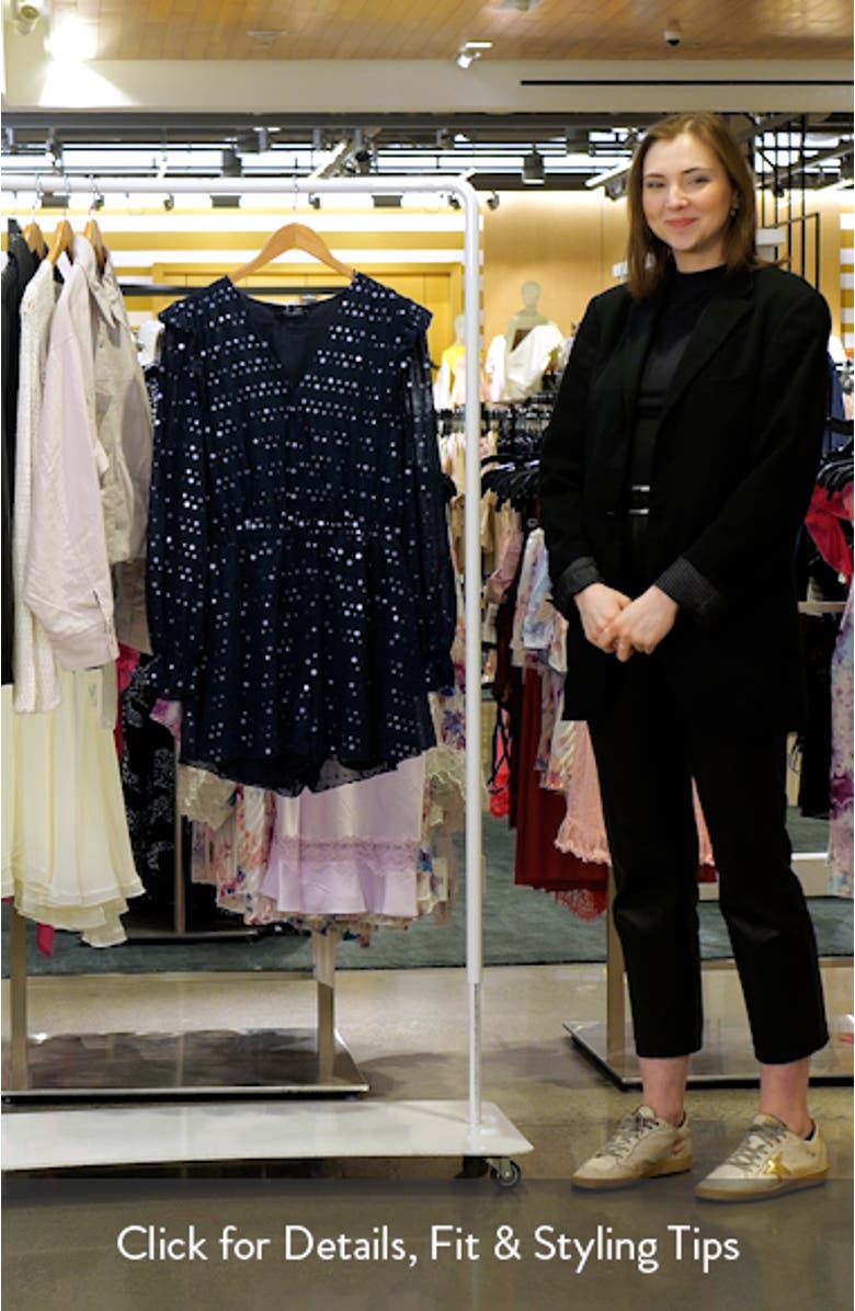 Dot Print Long Sleeve Chiffon Romper, sales video thumbnail