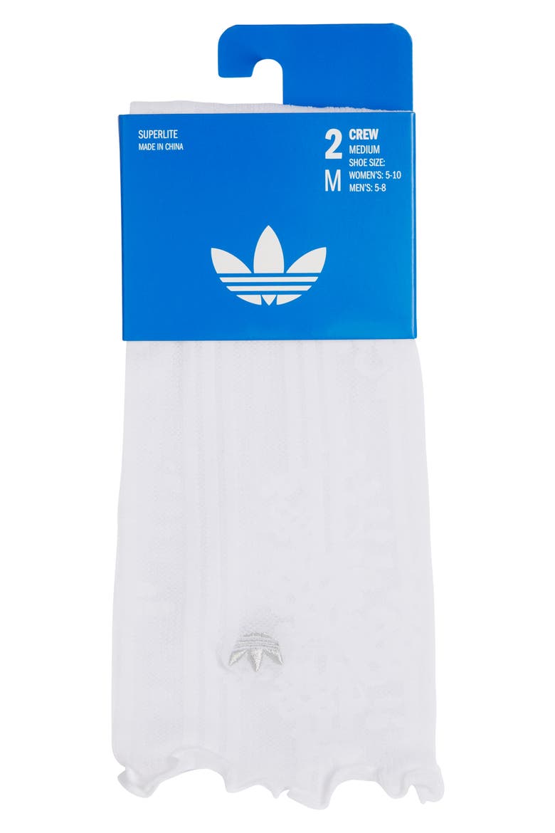 Superlite 2-Pack Lace Crew Socks, Alternate, color, WHITE/ CLEAR GREY