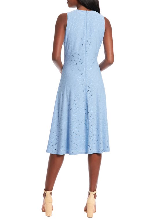 London Times Sleeveless Eyelet Dress In Blue