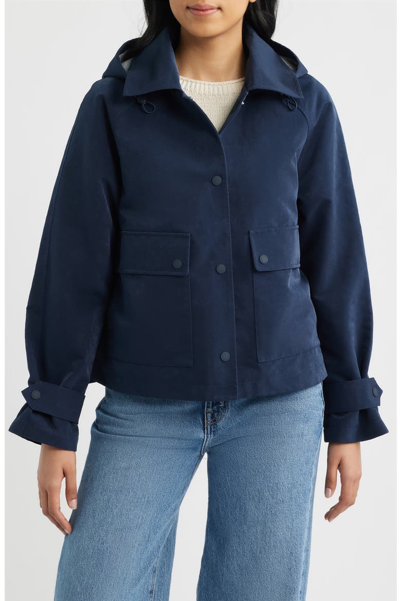 Short Hooded Raincoat, Alternate, color, NAVY