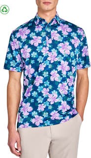 CONSTRUCT Regular Fit Layered Hibiscus Recycled Performance Golf Polo