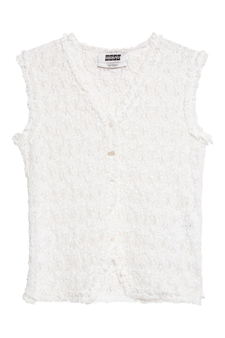 Button Front Lace Tank, Alternate, color, IVORY