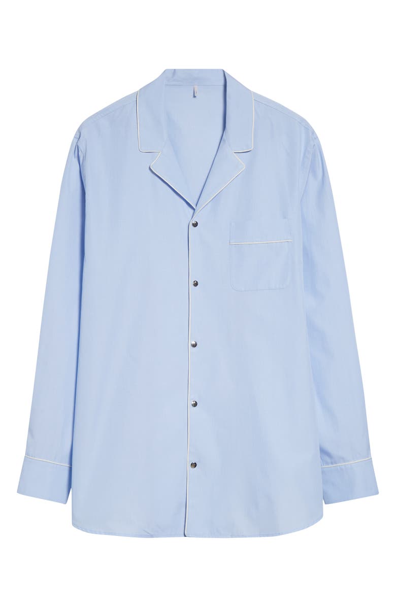 Moncler Cotton Fil-à-Fil Snap Front Shirt, Alternate, color, Blue