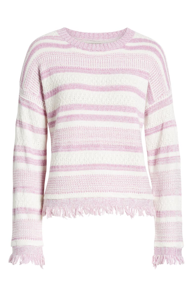 MOON RIVER Stripe Fray Hem Sweater, Alternate, color,