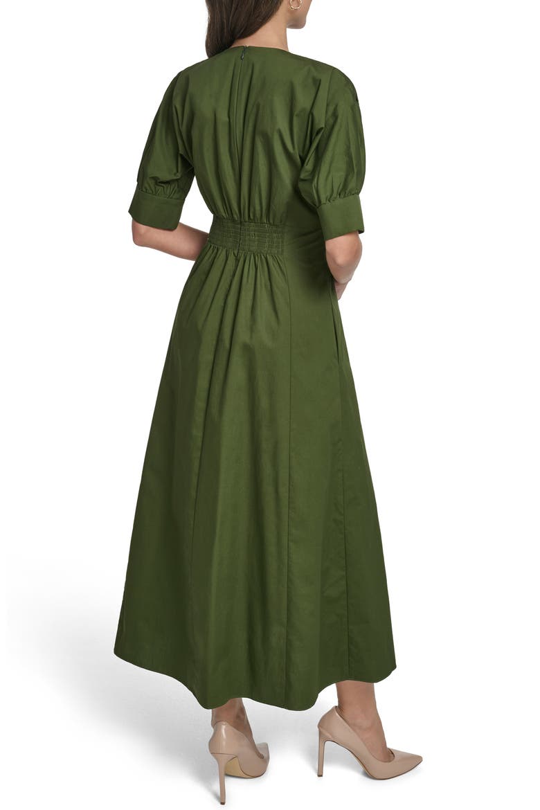 Pleat Detail Cotton Poplin Dress, Alternate, color, KELLY