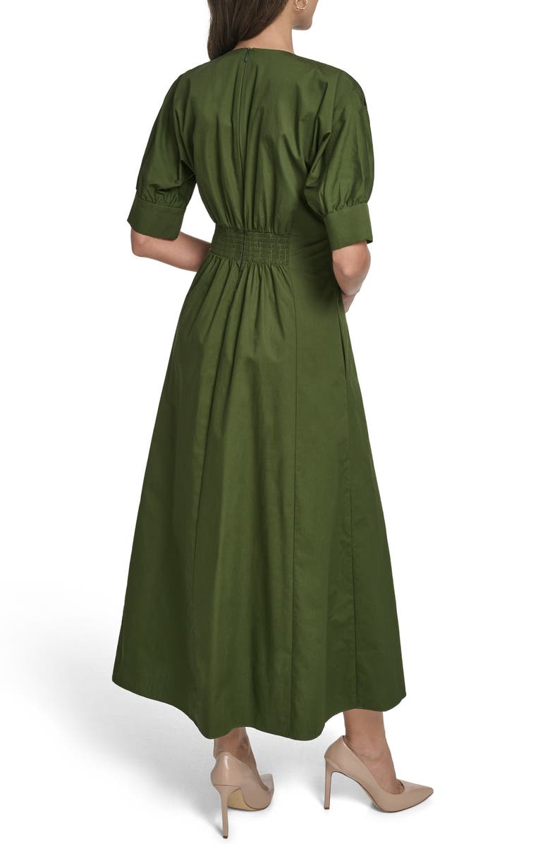 Vince Camuto Pleat Detail Cotton Poplin Dress, Alternate, color, Kelly