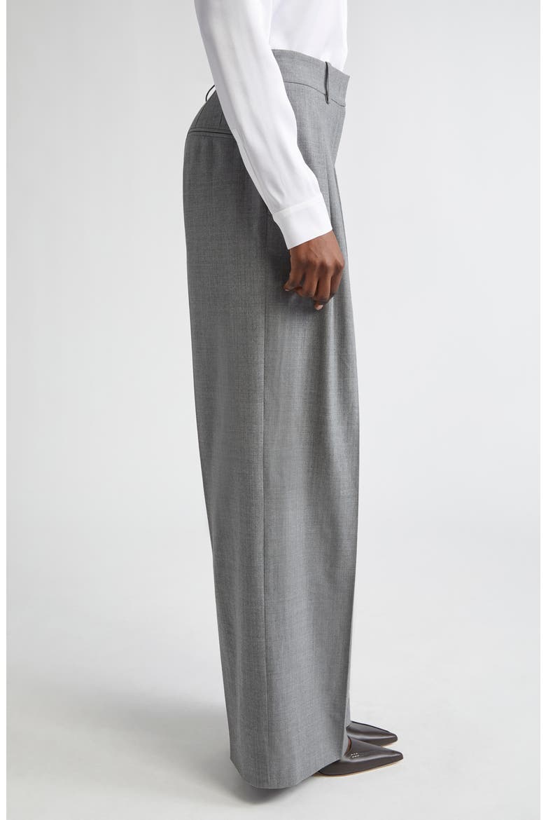 Pleated Slouch Stretch Wool Trousers, Alternate, color, BANKER MELANGE