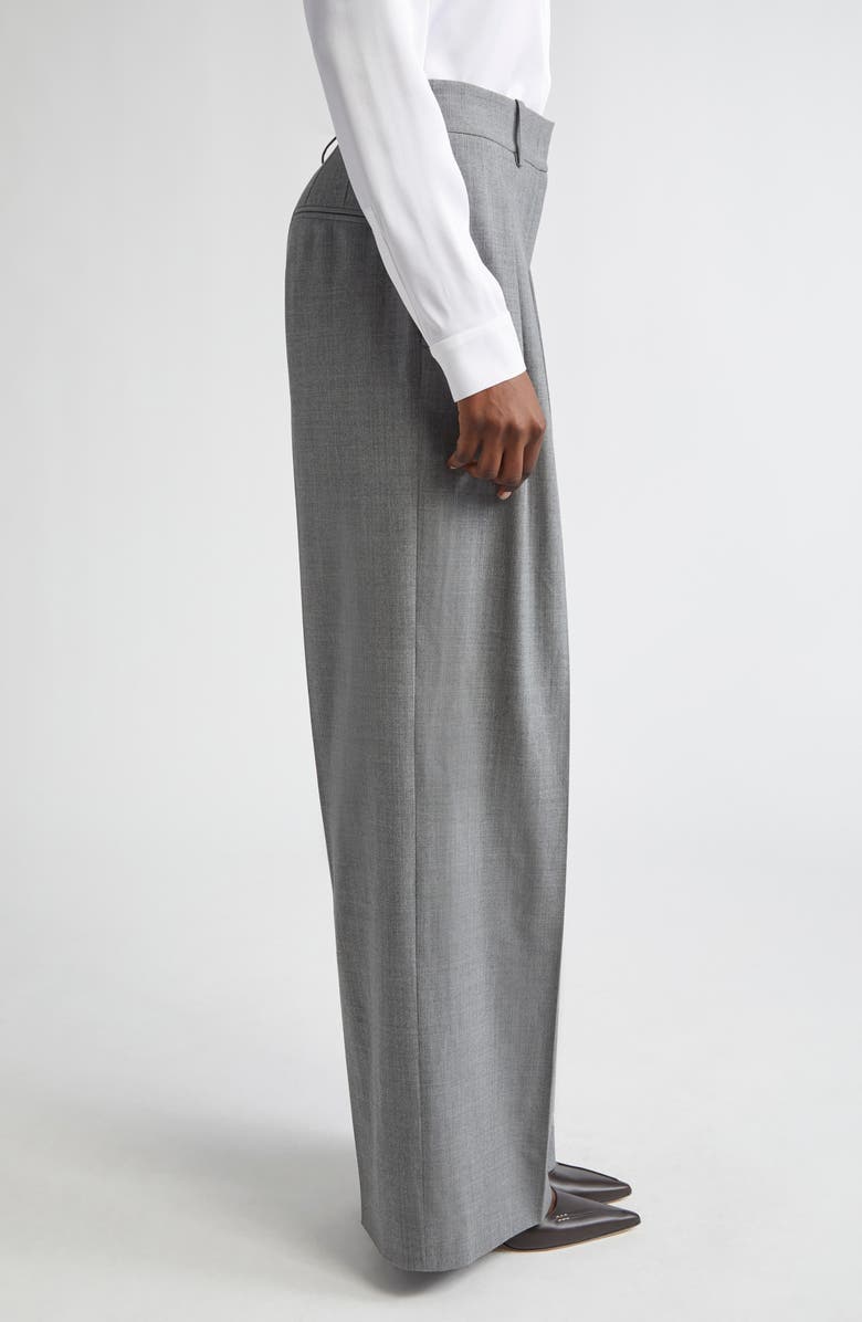 Michael Kors Collection Pleated Slouch Stretch Wool Trousers, Alternate, color, Banker Melange