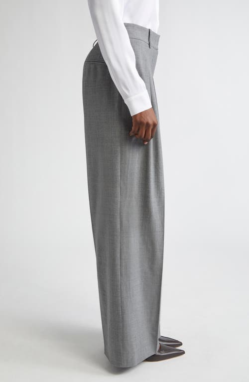 Michael Kors Collection Pleated Slouch Stretch Wool Trousers In Gray