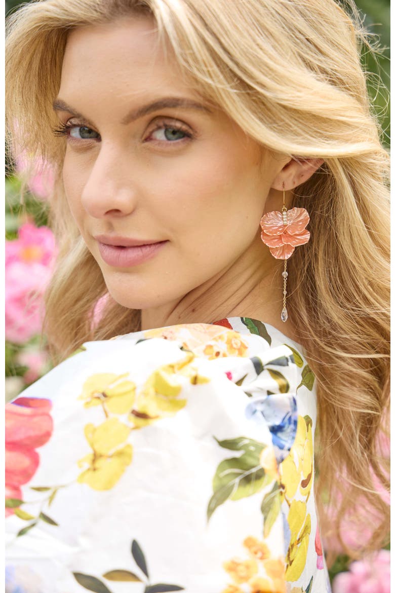 New York Botanical Garden® Peony Petal Statement Earrings, Alternate, color, Pink
