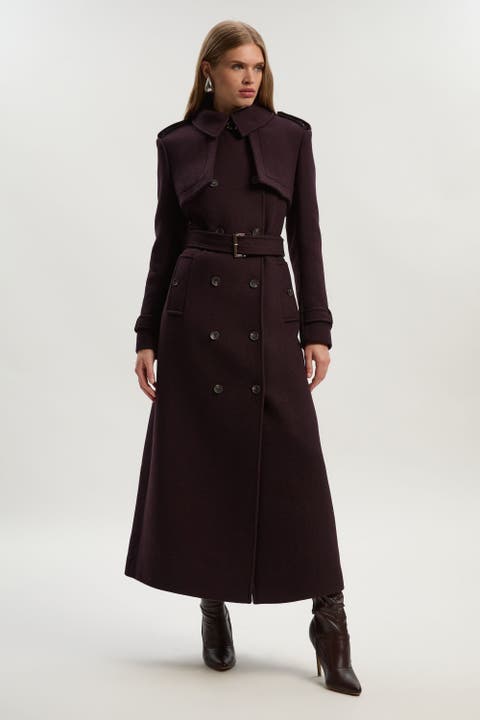 Petite Wool Trench Maxi Coat