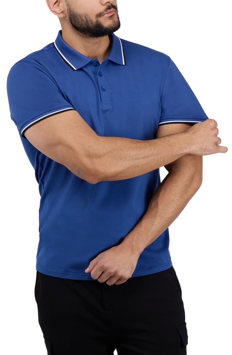 XRAY Texture Cotton Knit Polo, Alternate, color, True Blue/ Black