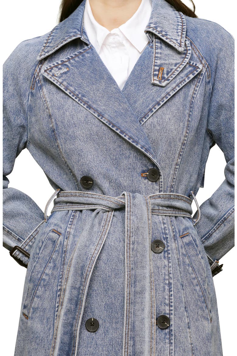 Relaxed Maxi Denim Trench Coat, Alternate, color, VINTAGE BLUE WASH