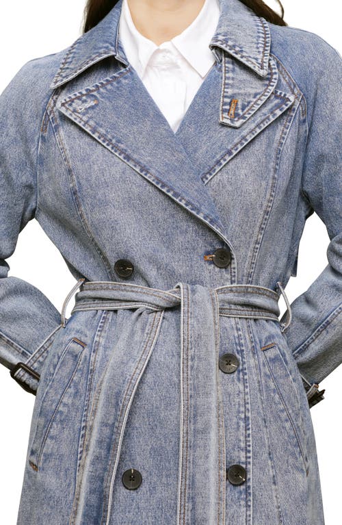 Avec Les Filles Relaxed Maxi Denim Trench Coat In Blue
