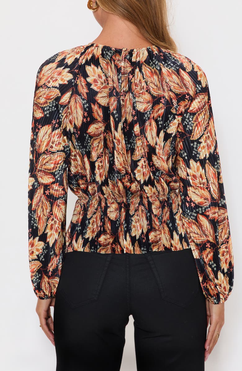 VICI Collection Verona Floral Plissé Peplum Top, Alternate, color, Black/ Rust