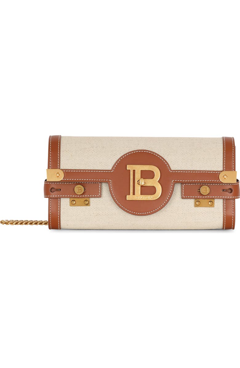 Balmain B-Buzz 23 Canvas & Leather Clutch, Main, color,