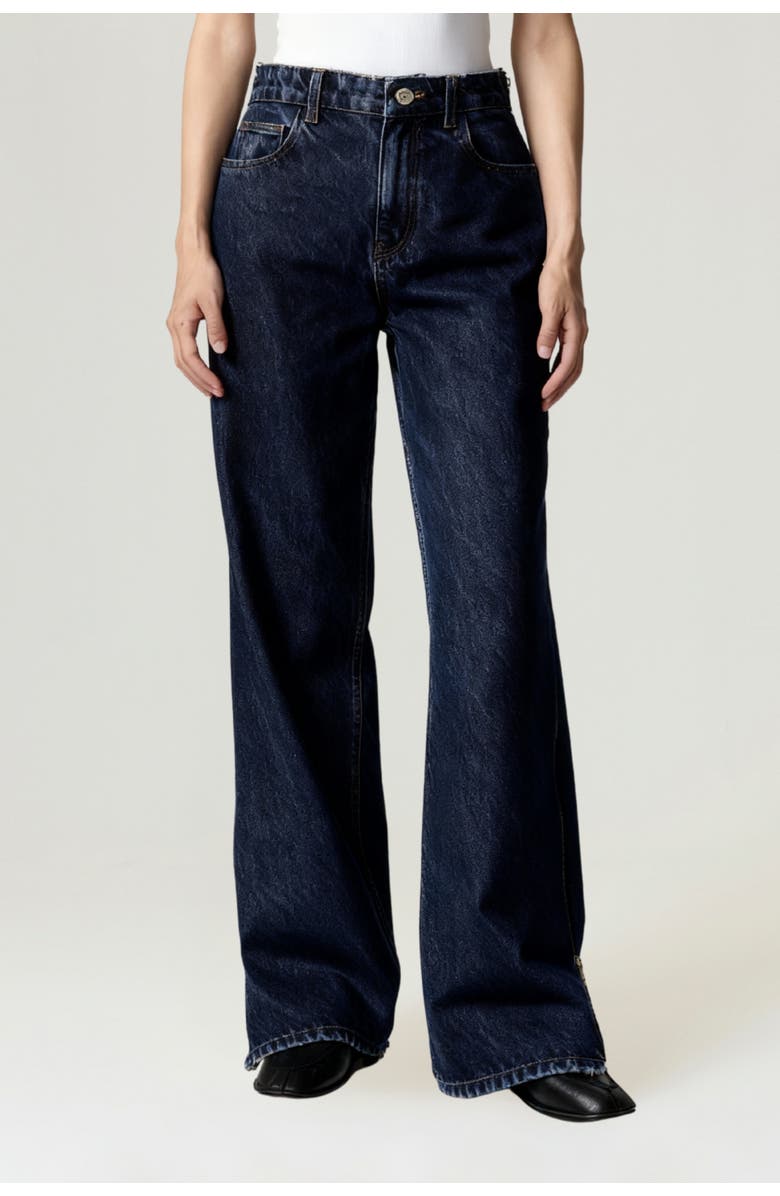 Nocturne Zip Accent Straight-Leg Denim Pants, Main, color, 