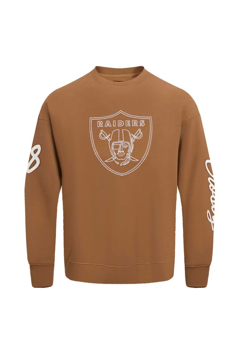 Men's Pro Standard Maxx Crosby Brown Las Vegas Raiders Pullover Crewneck Sweatshirt, Alternate, color, Brown