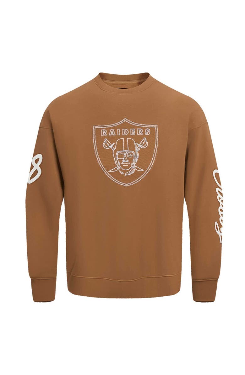PRO STANDARD Men's Pro Standard Maxx Crosby Brown Las Vegas Raiders Pullover Crewneck Sweatshirt, Alternate, color, Brown