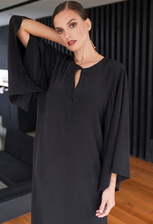 Ocean + Main Ocean+main Kimono Sleeve Silk Dress In Black