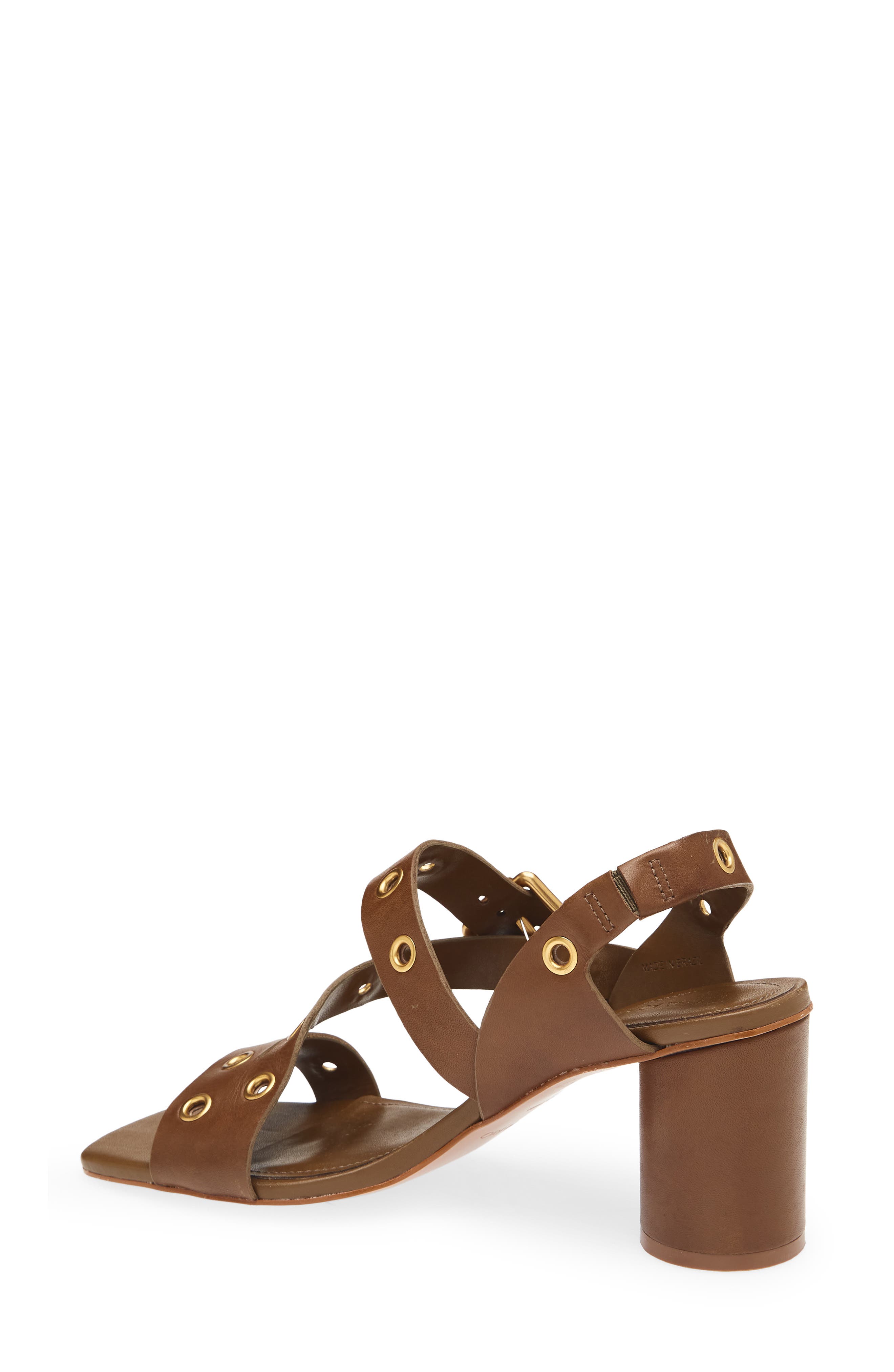 Buckle Block Heel Leather Sandal, Alternate, color, SAND