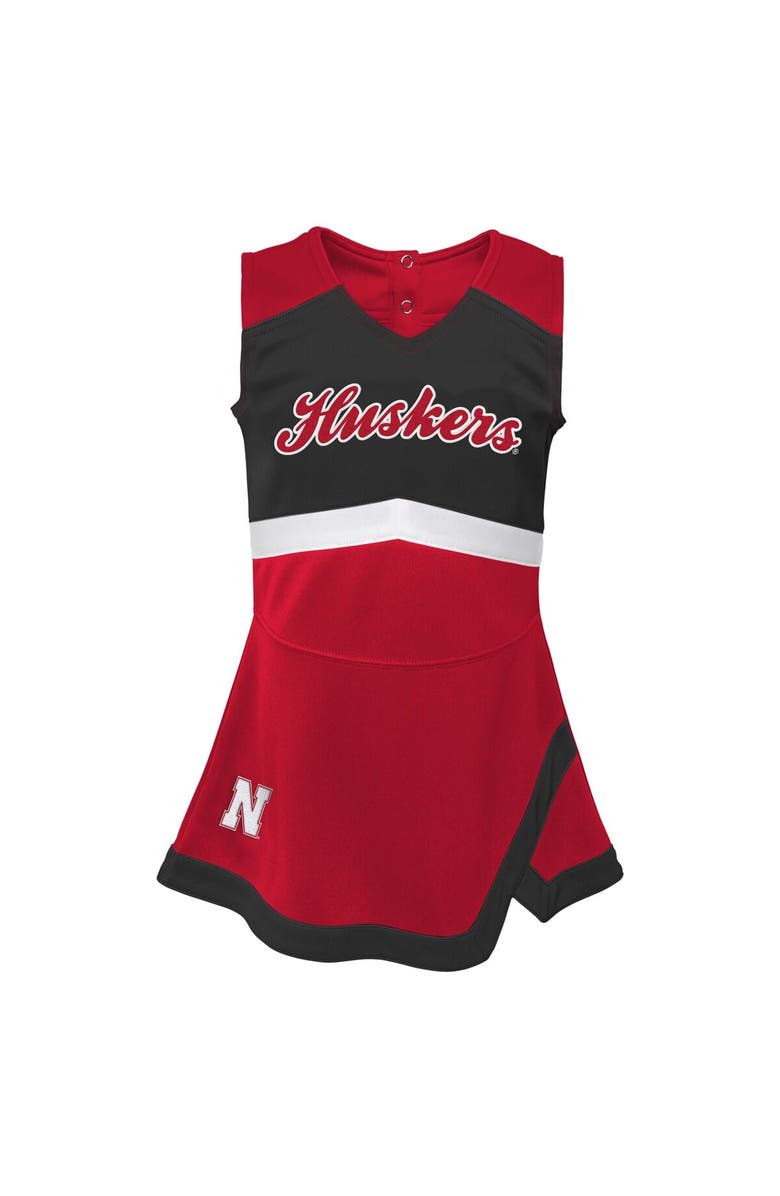 Outerstuff Girls Youth Scarlet Nebraska Huskers Cheer Captain Jumper Dress, Alternate, color, Scarlet