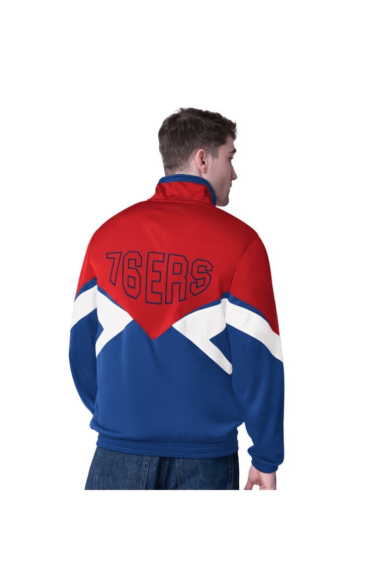 Men's Starter Red/Royal Philadelphia 76ers Rush Applique Full-Zip Track Jacket, Alternate, color, Red