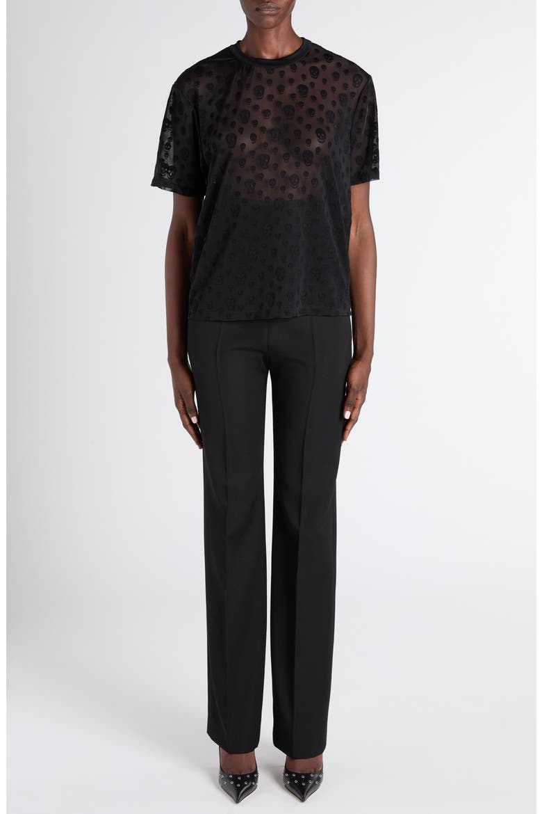 Skull Sheer Jersey T-Shirt, Alternate, color, BLACK