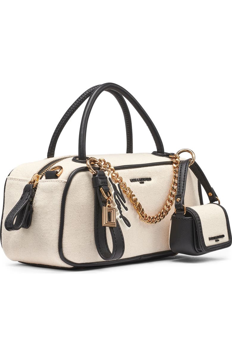 KARL LAGERFELD PARIS Zaylia Canvas Mini Crossbody, Alternate, color, Natural/Black