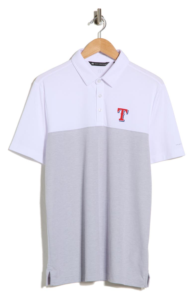 TravisMathew Texas Rangers Home Run Leader Polo, Alternate, color, White/ Heather Grey