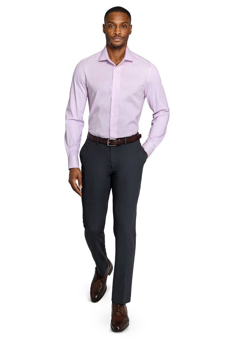 Slim Fit Cross Geo Reworked Button-Up Shirt, Alternate, color, WHITE/ PINK
