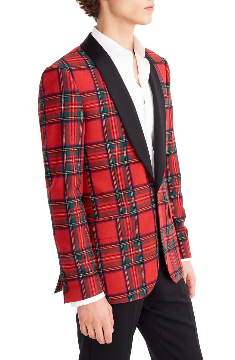 J.Crew Ludlow Slim Fit Tartan Wool Blend Dinner Jacket, Alternate, color, 