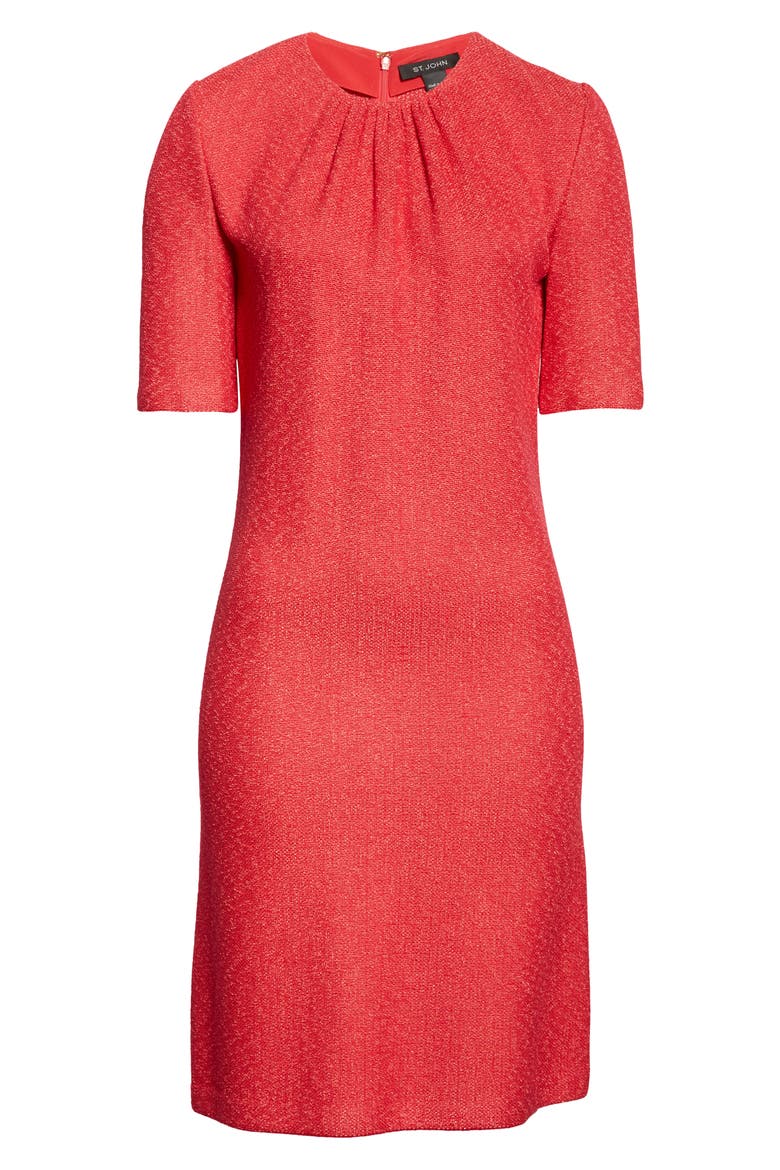 Elbow Sleeve Refined Knit Dress, Alternate, color, POPPY