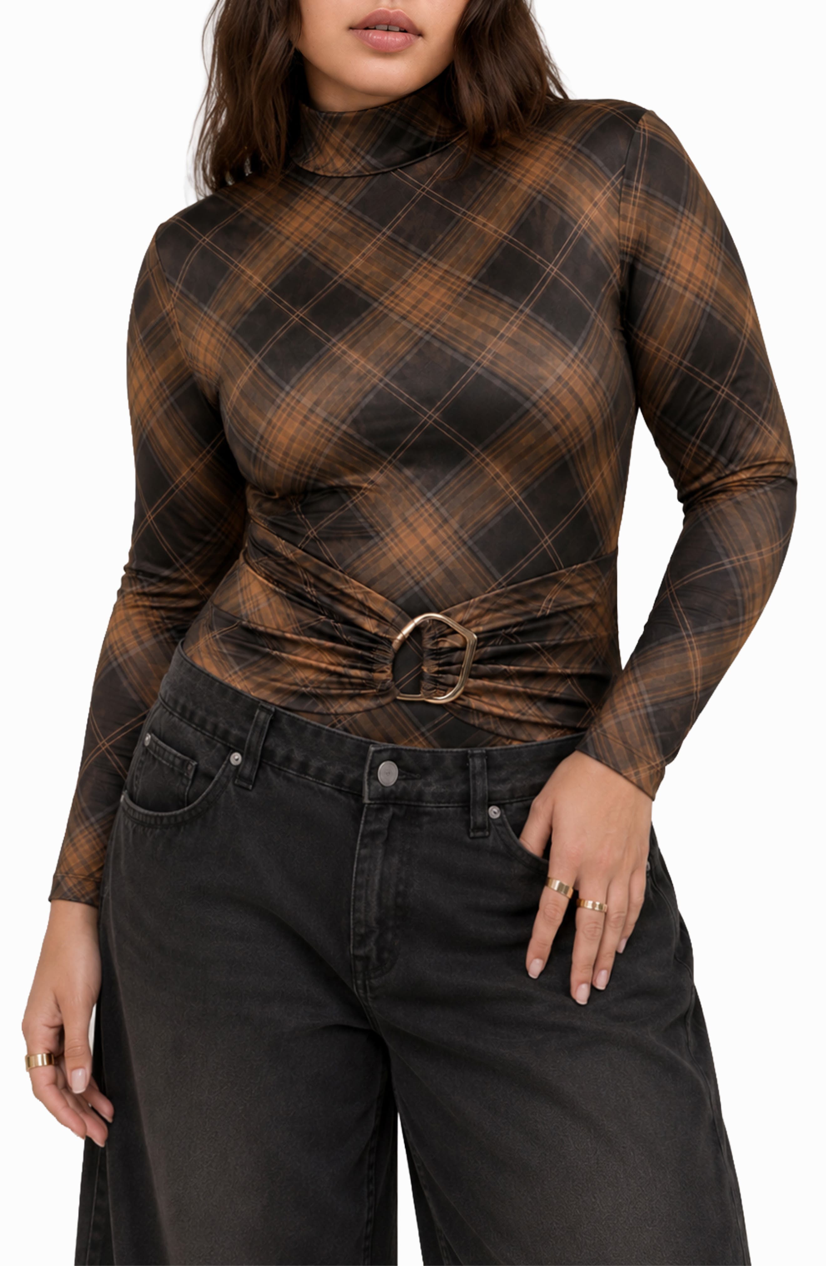 Adair Plaid Mock Neck Bodysuit