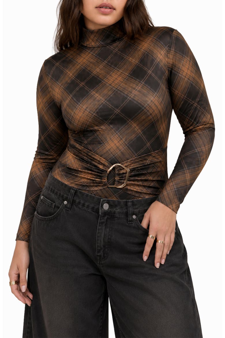Adair Plaid Mock Neck Bodysuit, Main, color, ADAIR PLAID