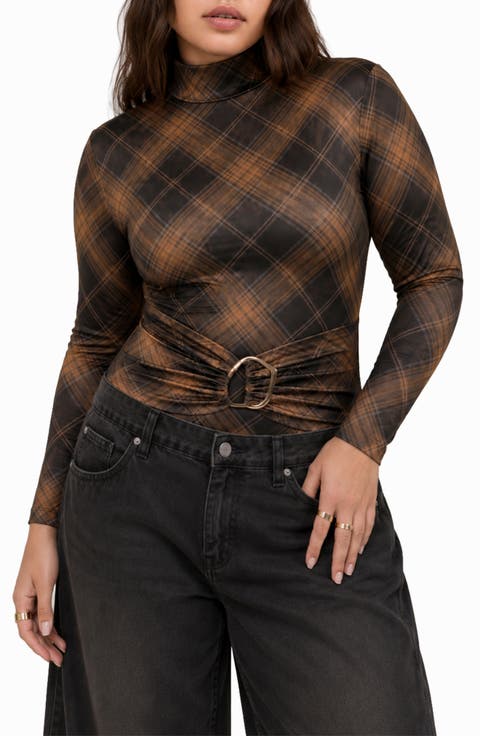 Adair Plaid Mock Neck Bodysuit