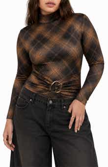 Adair Plaid Mock Neck Bodysuit
