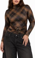 BY DESIGN Adair Plaid Mock Neck Bodysuit