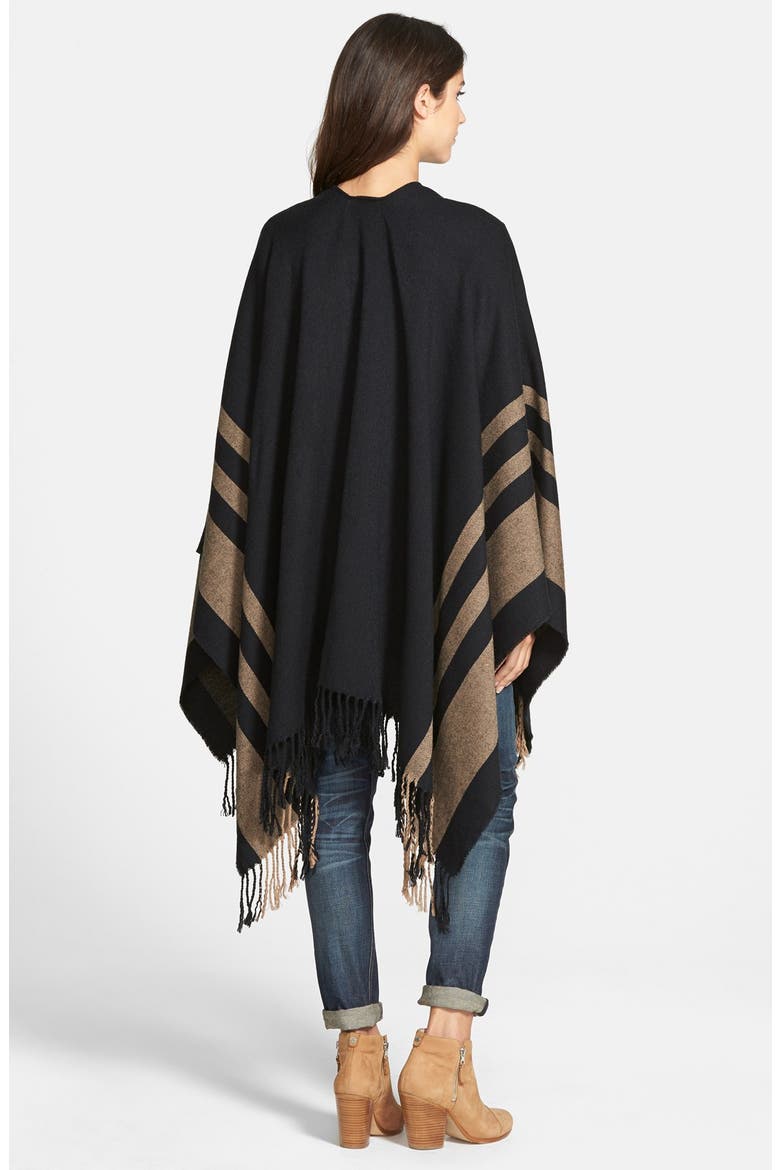 Stripe Cape, Alternate, color, BLACK/ CAMEL