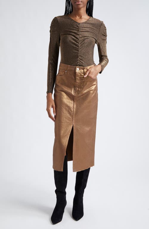 Veronica Beard Victoria Metallic Denim Midi Skirt
