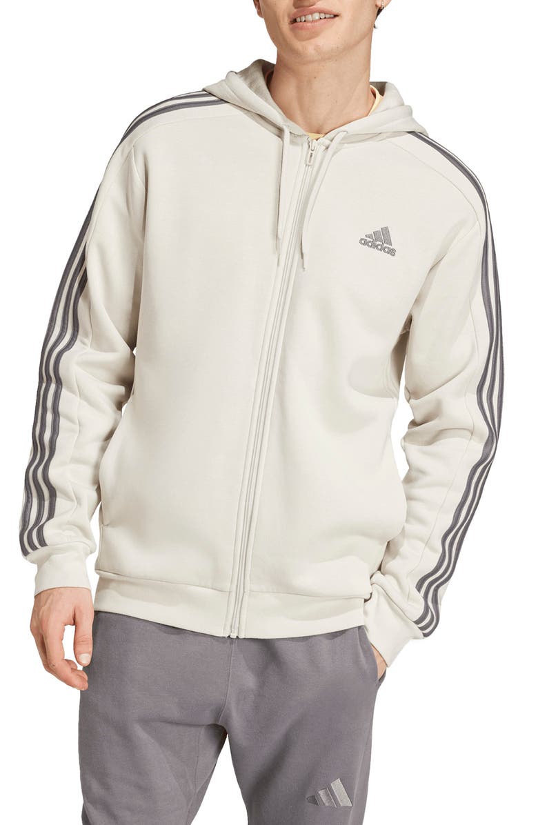 adidas Essentials 3-Stripes Full Zip Hoodie, Main, color, 