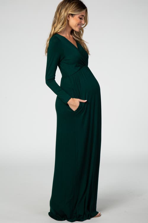 Pinkblush Long Sleeve Maxi Dress In Green
