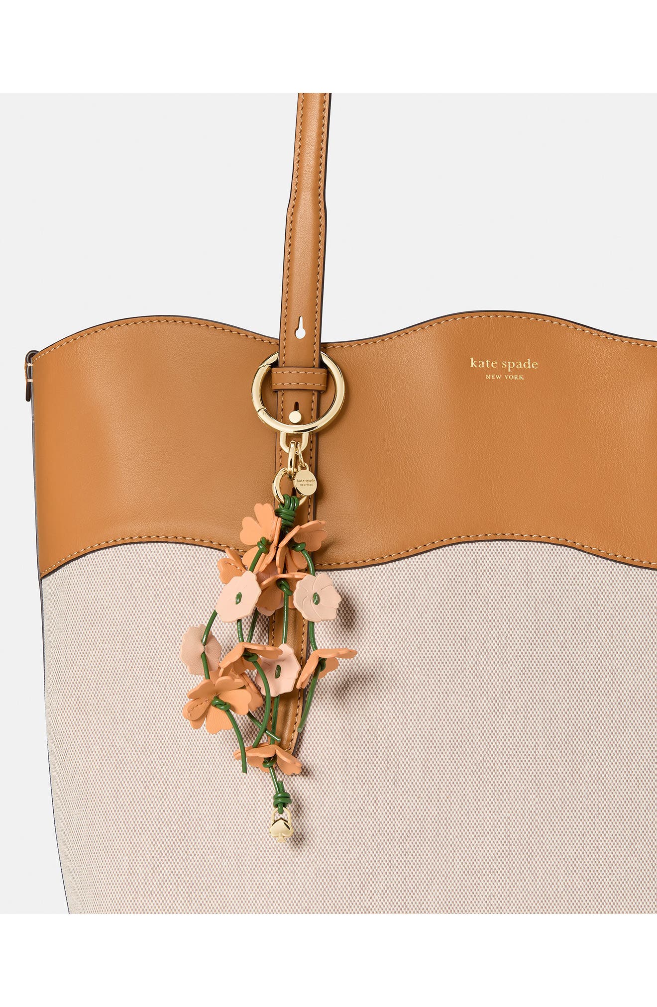 floral bag charm, Alternate, color, CRISP PEACH MULTI