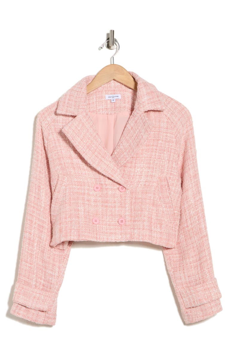 AREA STARS Ursula Tweed Crop Jacket, Main, color, Coral
