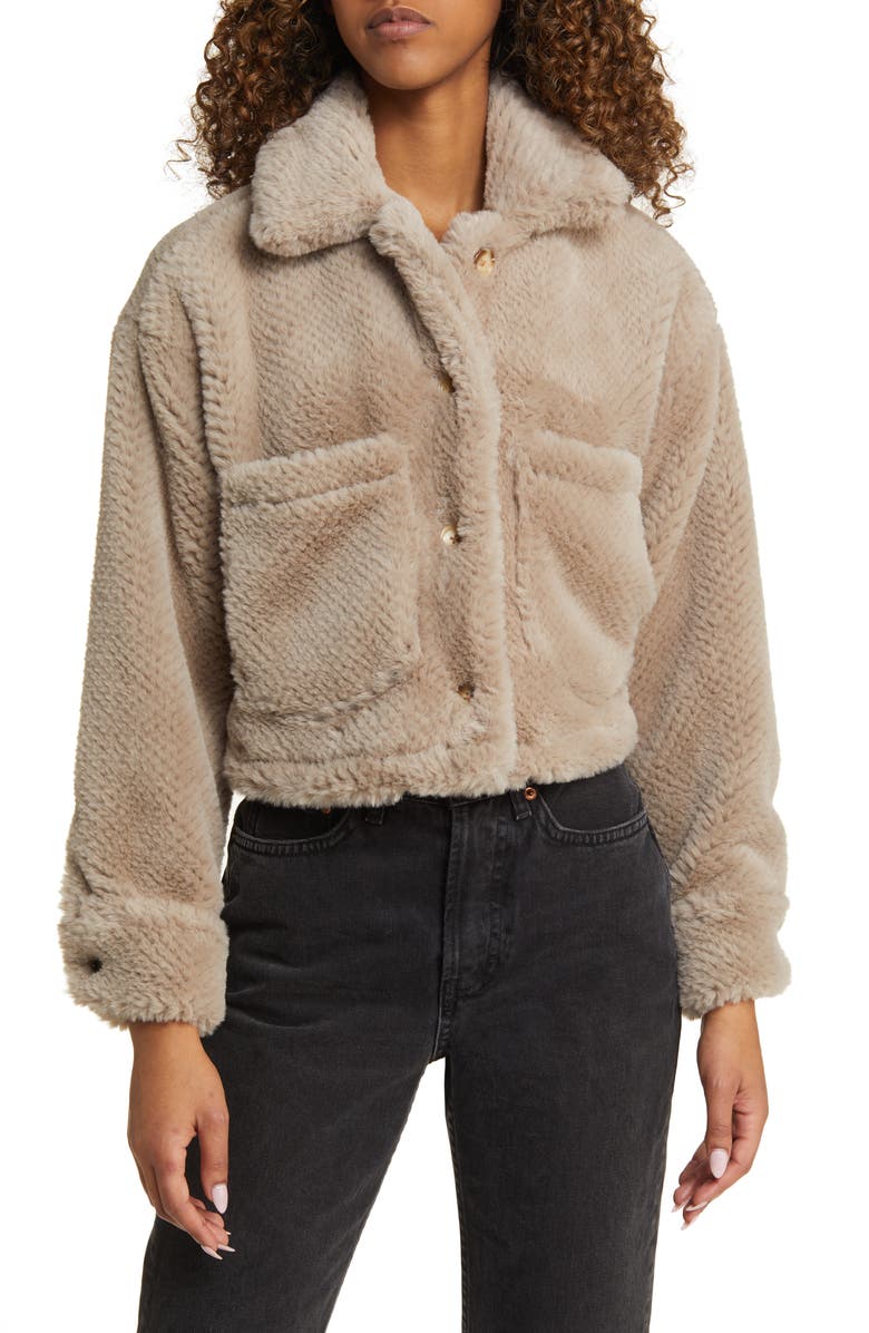 BLANKNYC Faux Fur Crop Jacket, Alternate, color,
