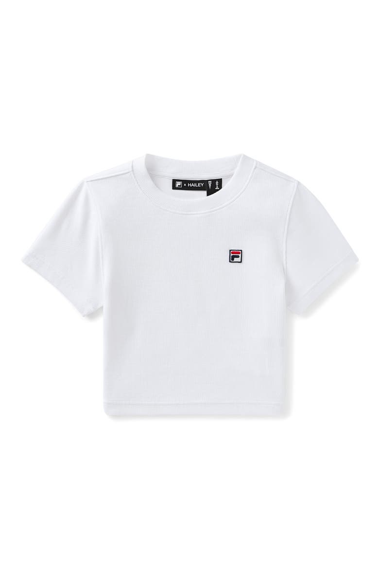 x Hailey Stretch Cotton Rib Baby Tee, Alternate, color, WHITE