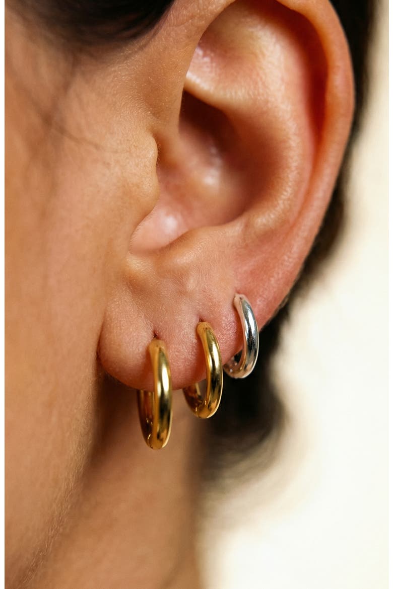 Set of 3 Hoop Earrings, Alternate, color, GOLD/ SILVER