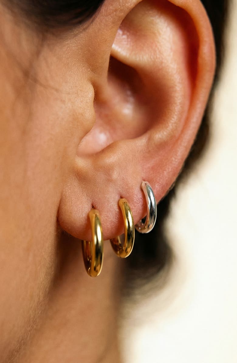 Argento Vivo Sterling Silver Set of 3 Hoop Earrings, Alternate, color, Gold/ Silver