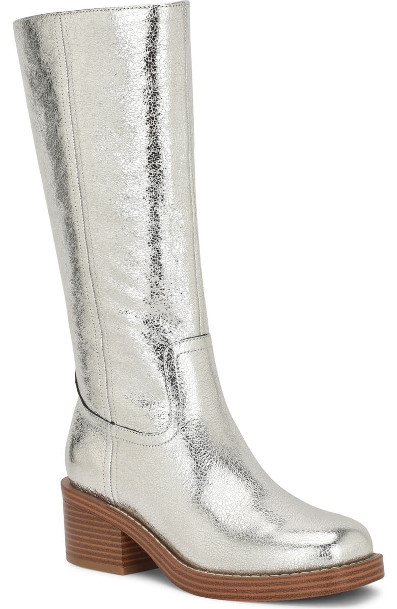 Nine West Broklyn Block Heel Boot, Main, color, Silver